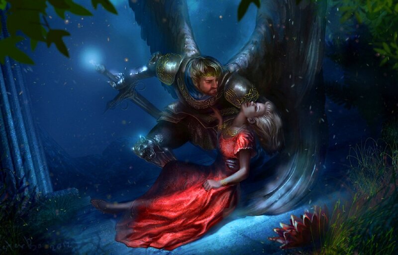Angel Rescuing Woman — Blue