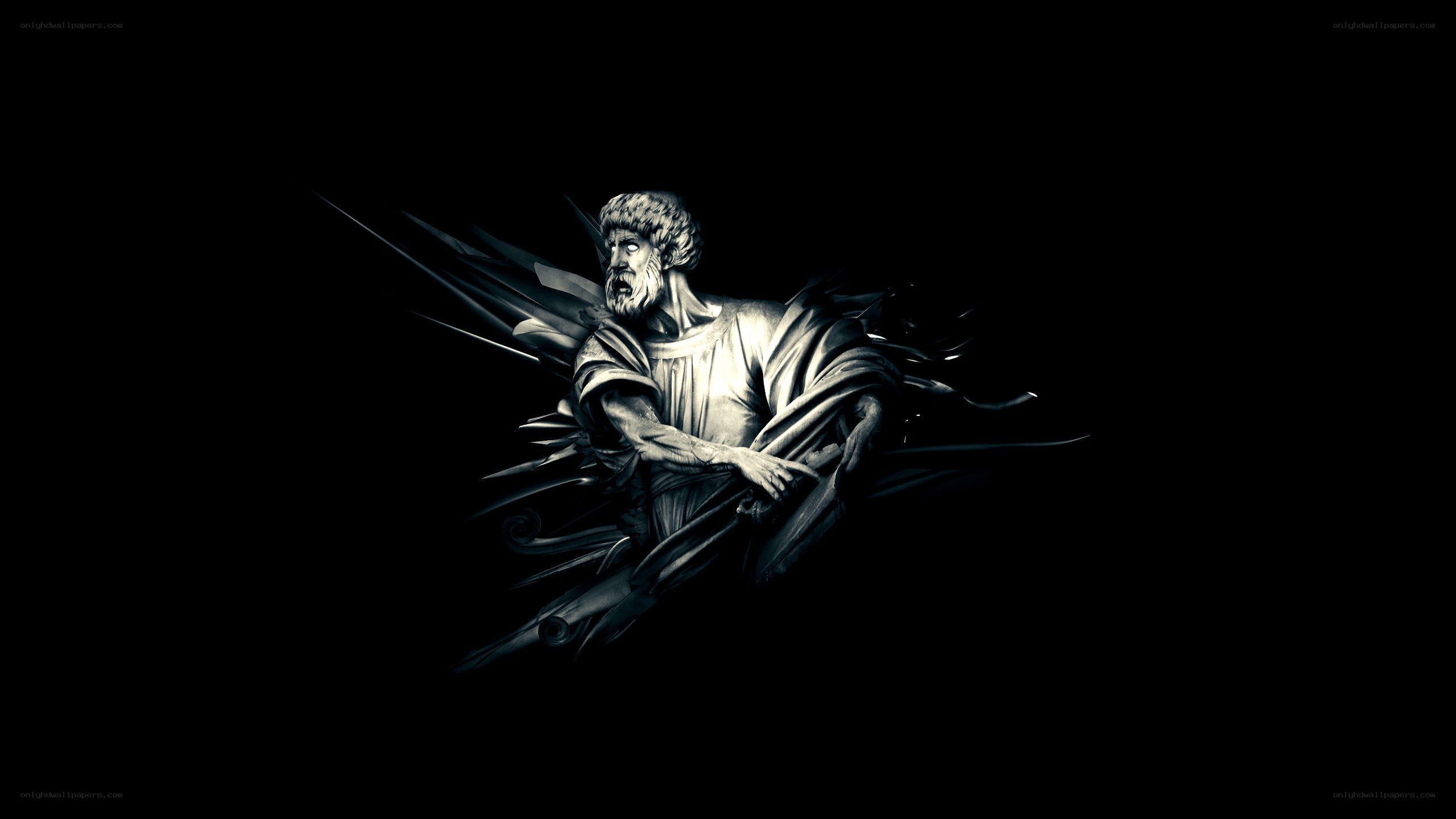 angel sculpture in dark light