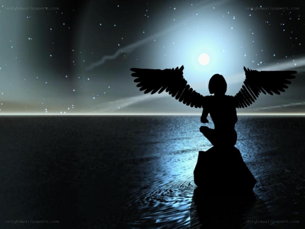 angel silhouette at night