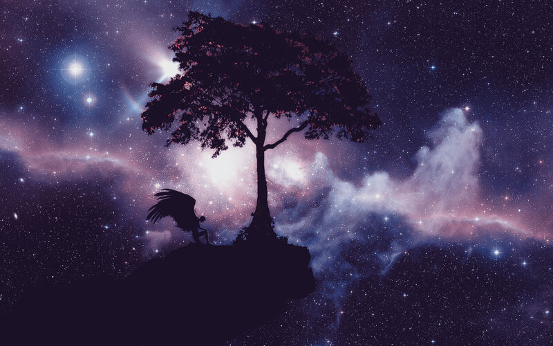 Angel Silhouette under Tree