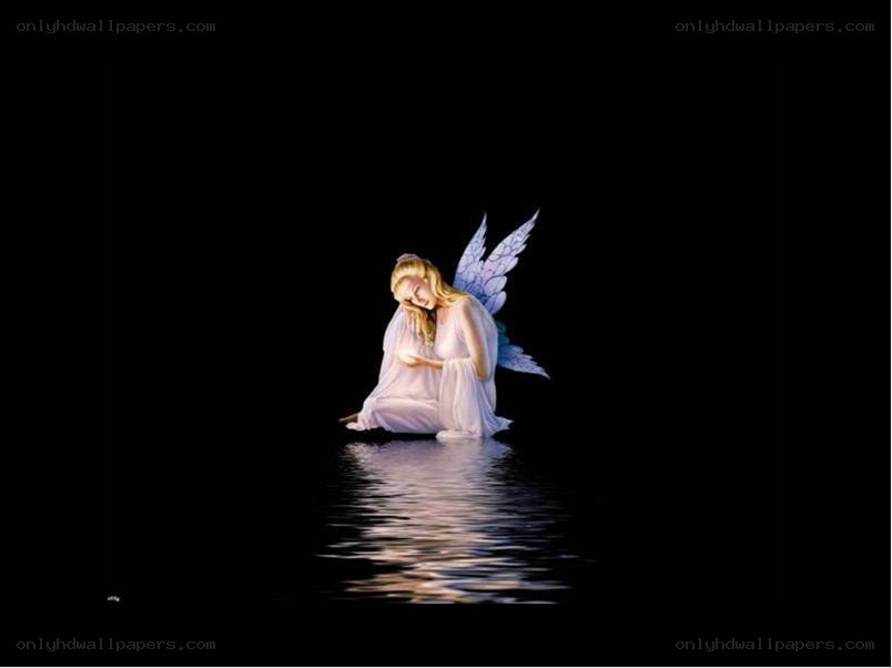 angel sitting in water