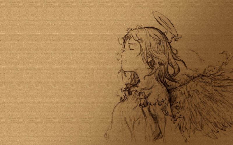angel sketch on brown paper