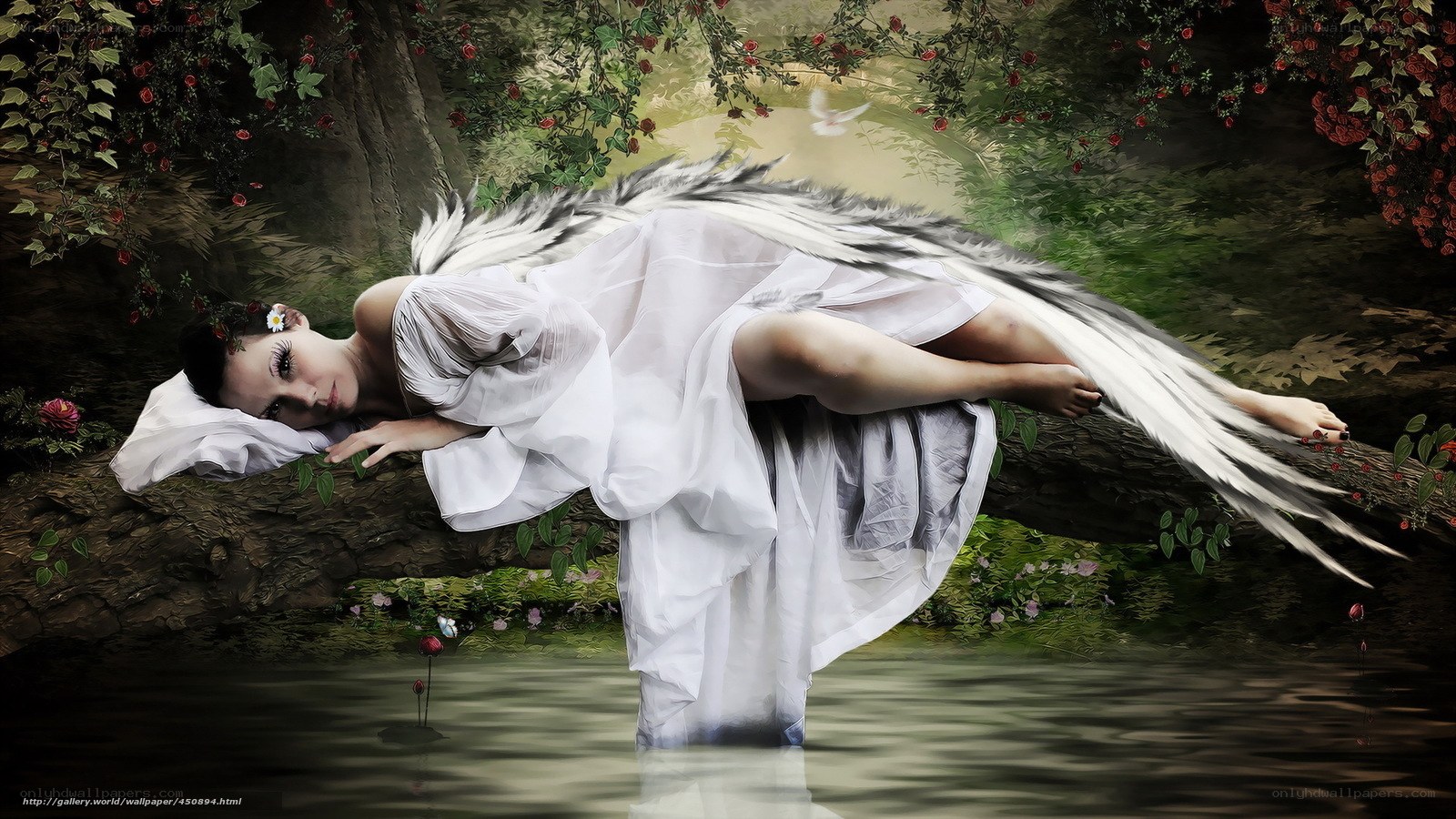 Angel sleeping by the river
