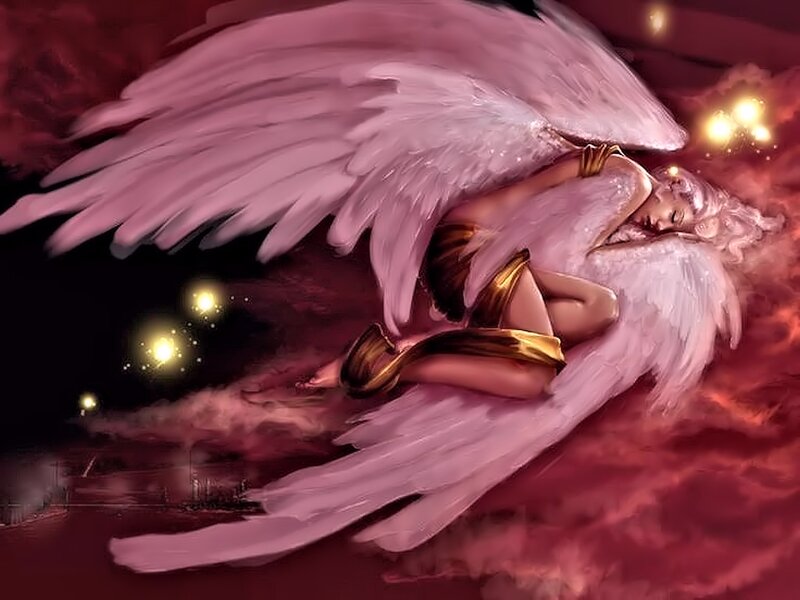 Angel Sleeping in Clouds — Pink