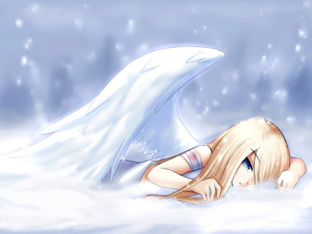 angel sleeping in snow