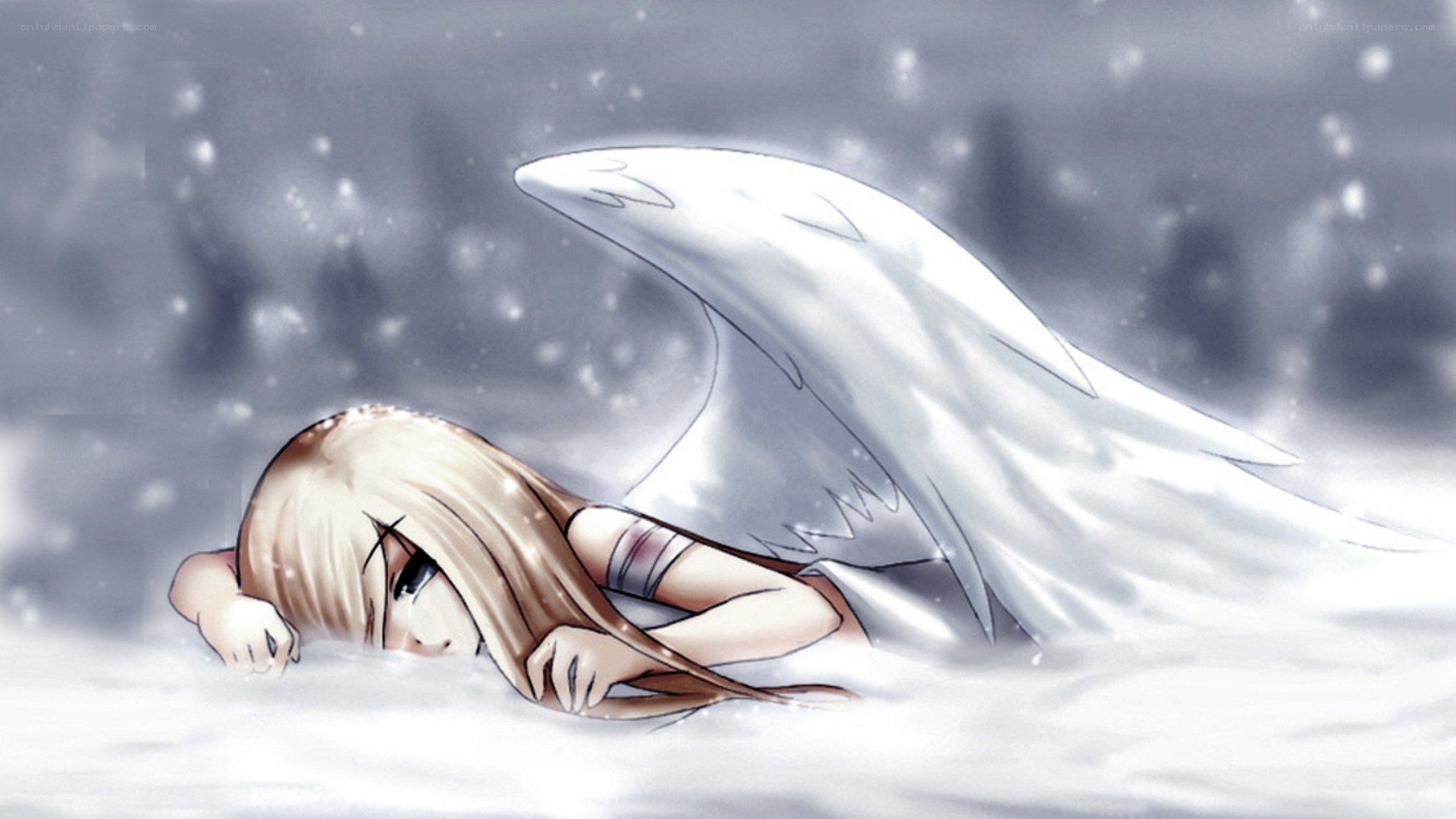 angel sleeping in snow
