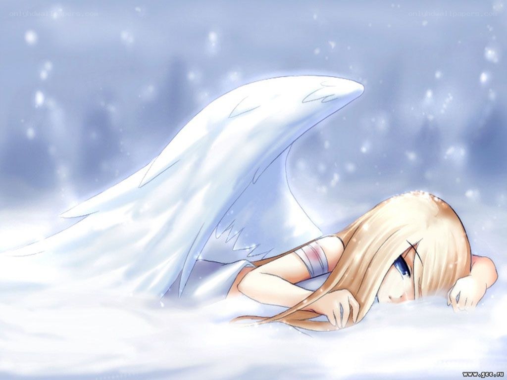 Angel sleeping in the snow