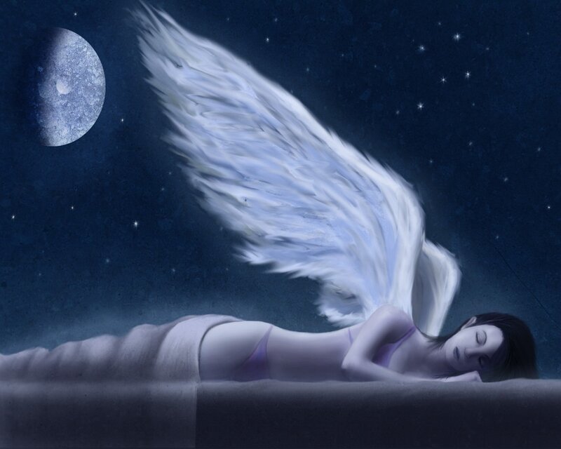 Angel Sleeping on Bed