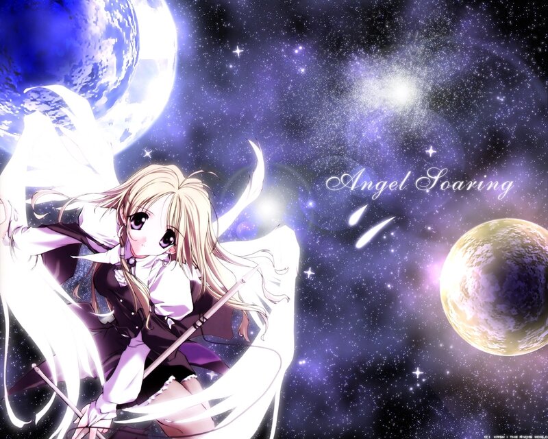 Angel soaring in space