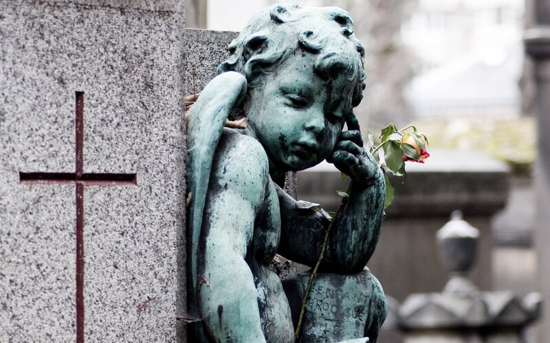 Angel statue at a cemetery