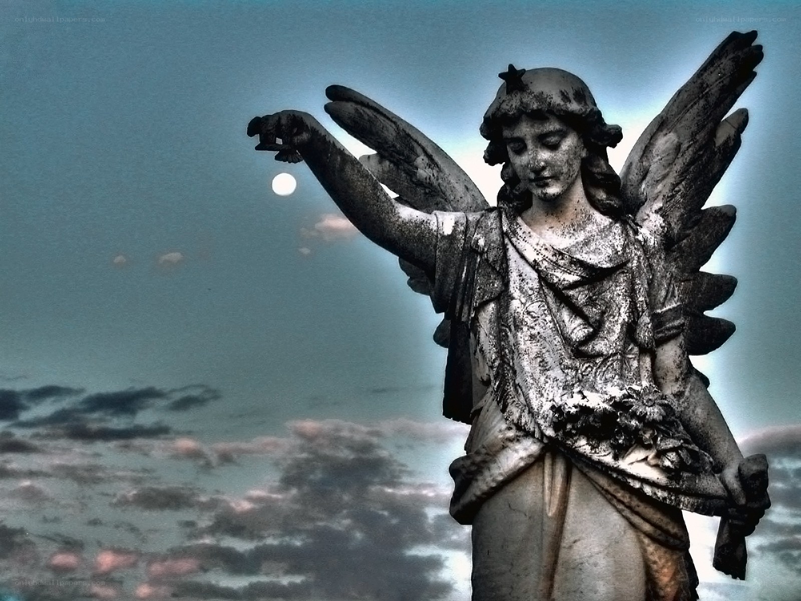 Angel statue at dusk