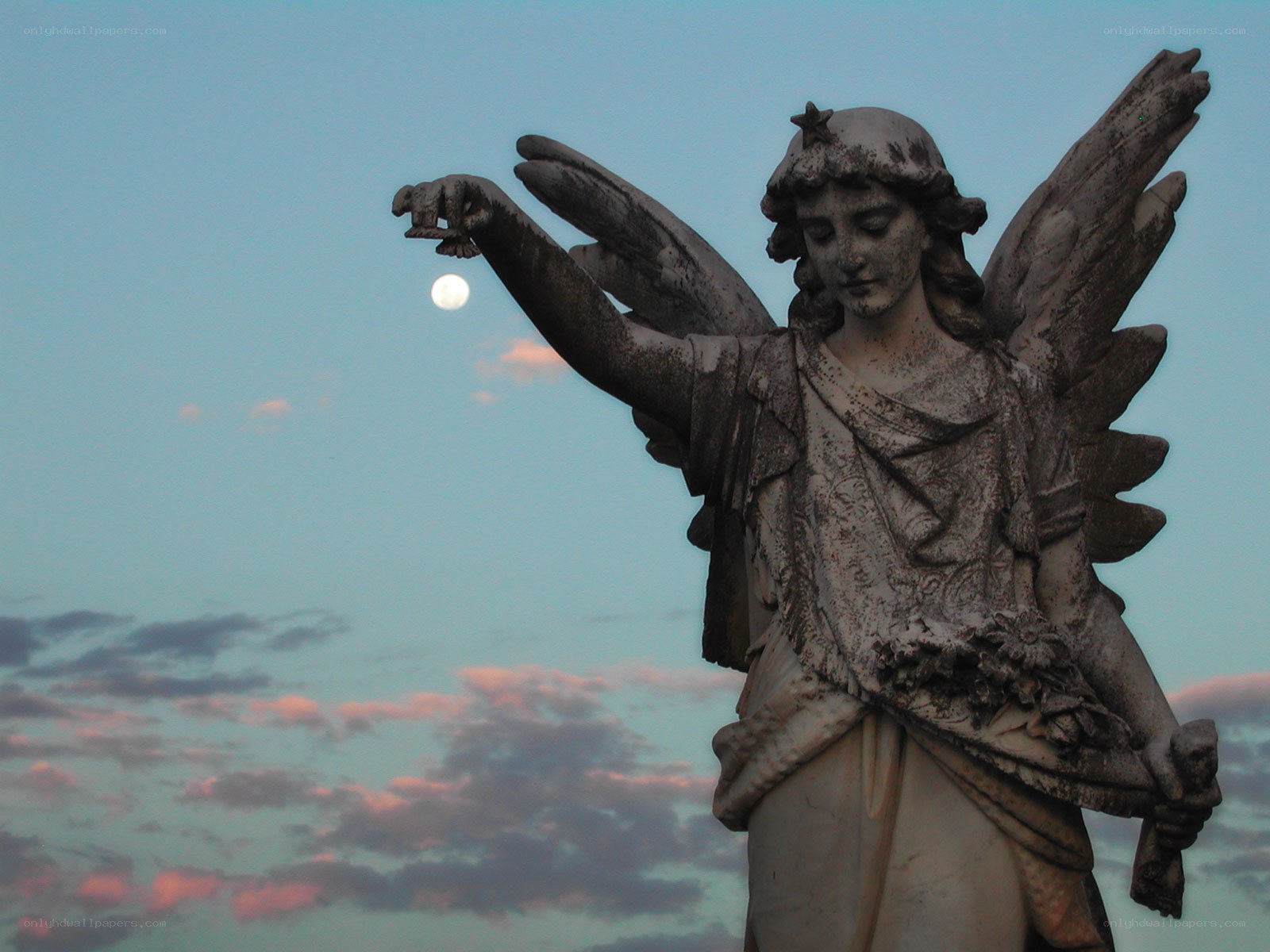 Angel statue at dusk