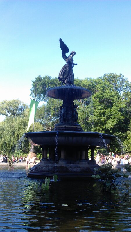 Angel statue fountain in park
