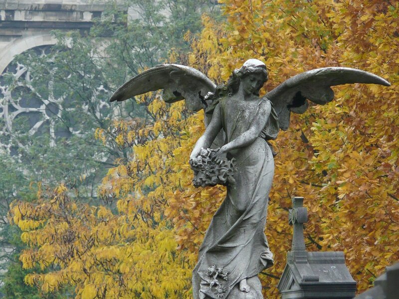 Angel statue in autumn