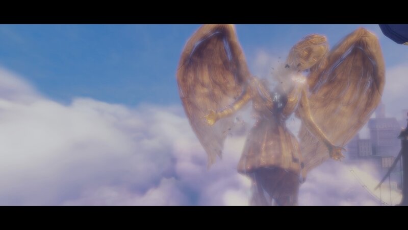 Angel Statue in Clouds — Blue