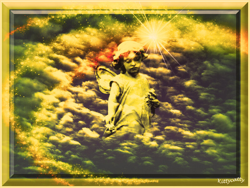 Angel Statue in Clouds