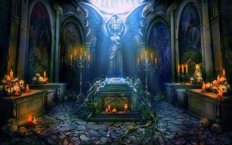 Angel Statue in Crypt — Blue