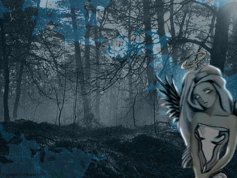 Angel Statue in Forest