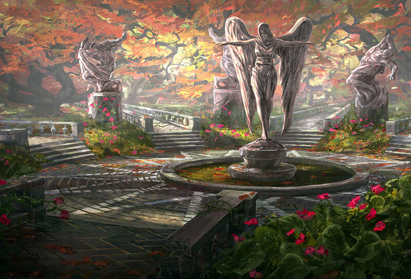 Angel Statue in Garden — Orange