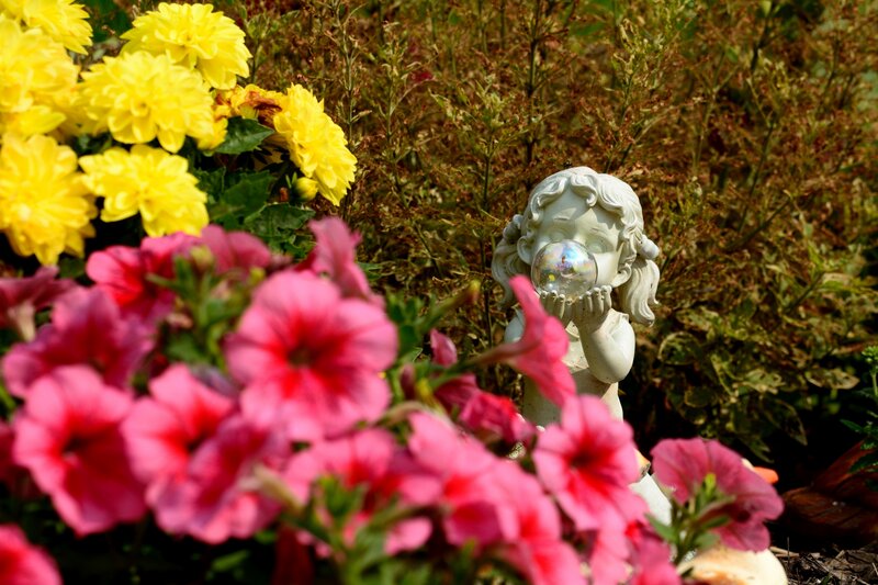 Angel Statue in Garden — Pink