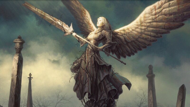 Angel Statue in Graveyard — Gray
