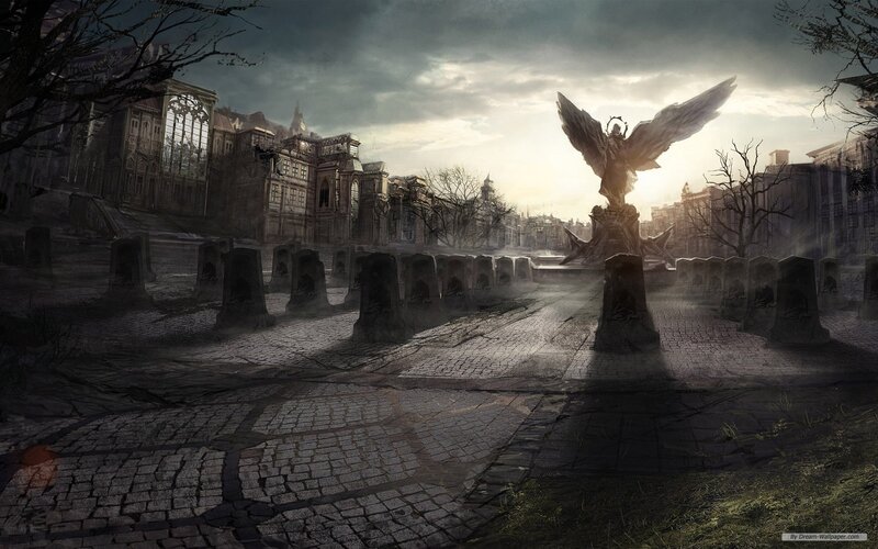 Angel Statue in Ruined City