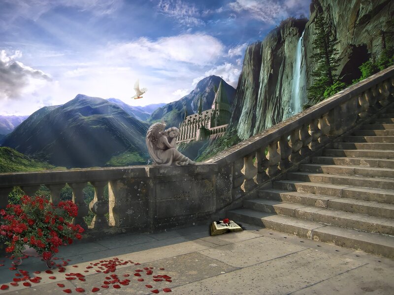 Angel Statue on Balcony