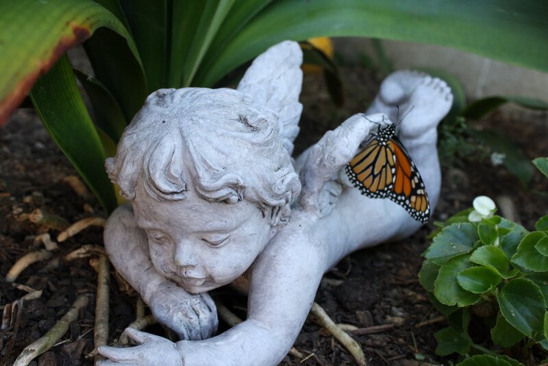 Angel Statue with Butterfly — White