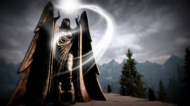 angel statue with glowing light