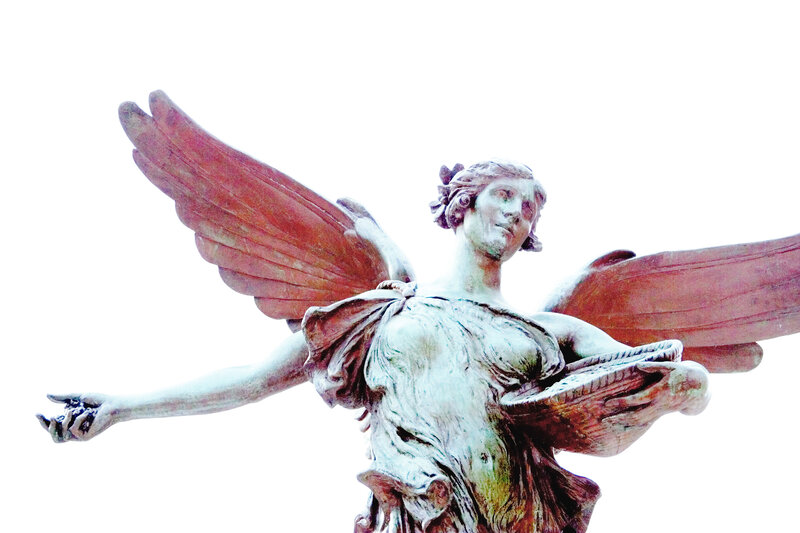 Angel statue with outstretched wings