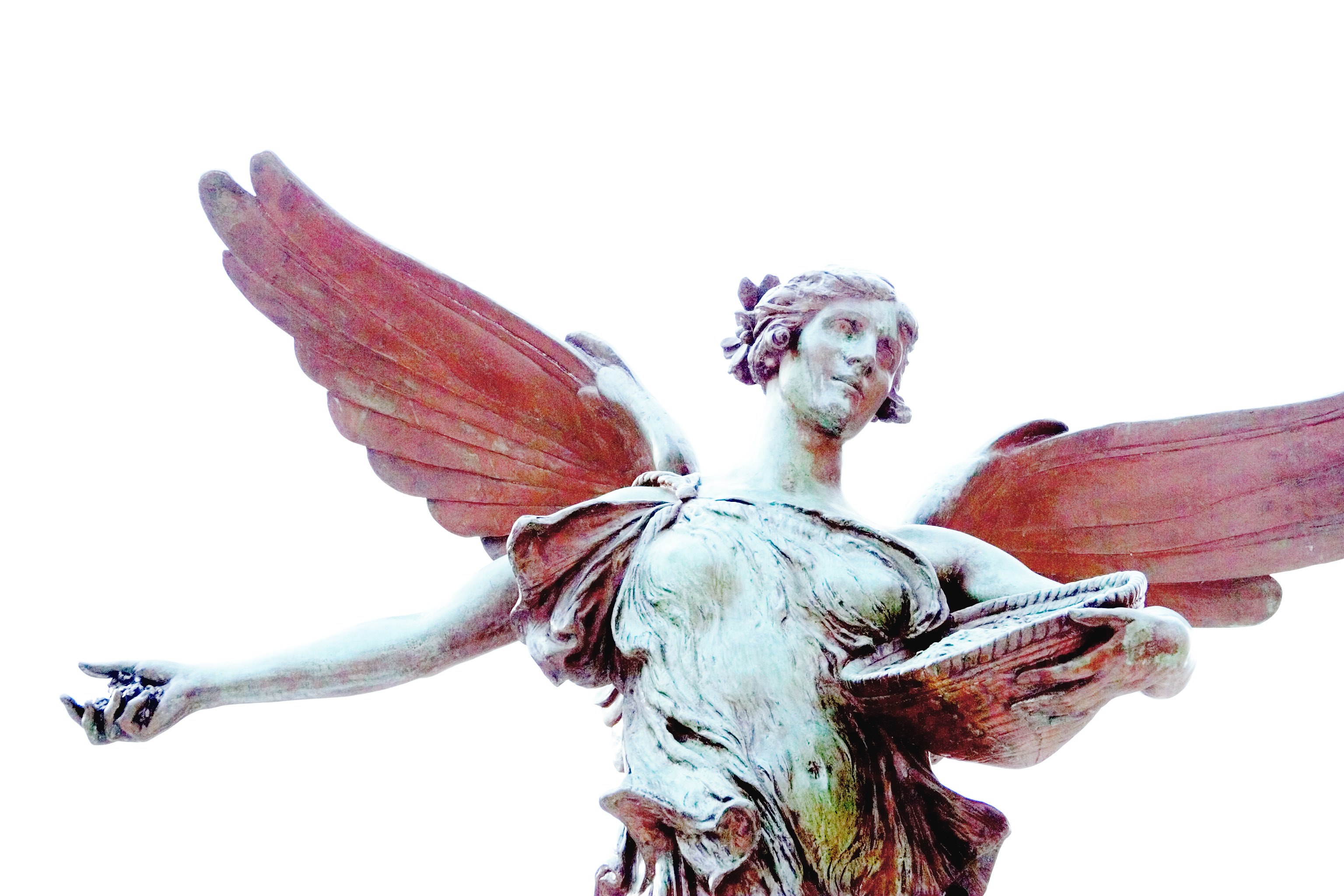Angel statue with outstretched wings