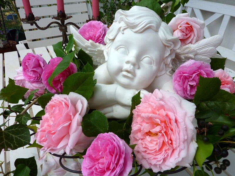 Angel Statue with Roses