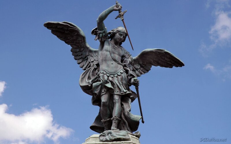 Angel statue with sword