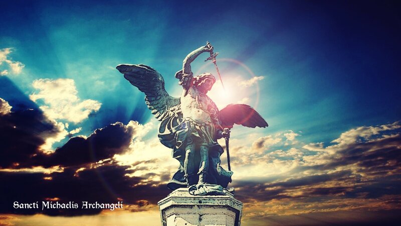 Angel Statue with Sword — Blue