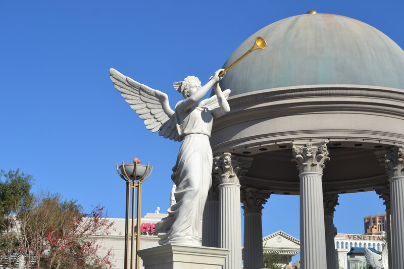 Angel Statue with Trumpet — Blue, Serene