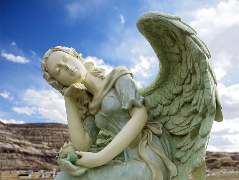 Angel Statue with Wings — Blue, Serene