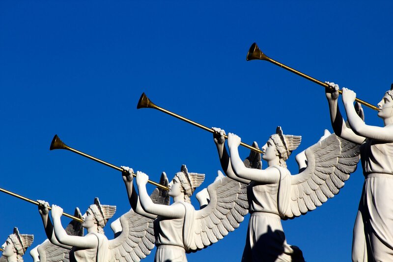 Angel Statues with Trumpets