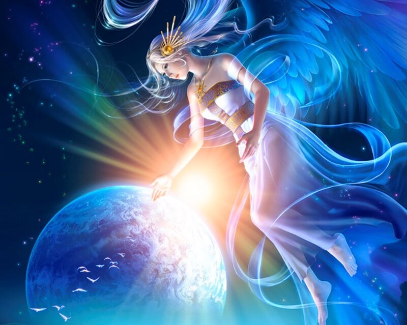angel touching the earth