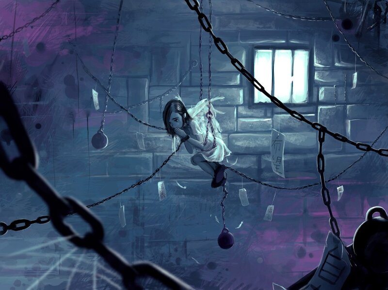 angel trapped in chains