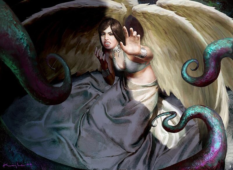 angel under attack by tentacles