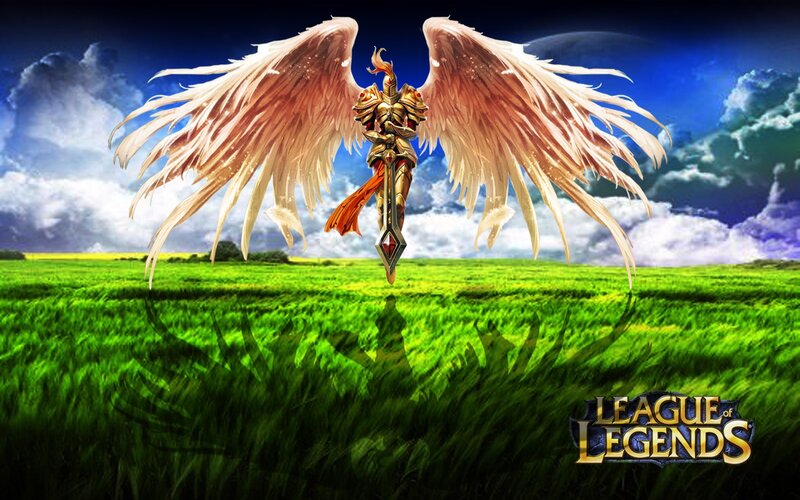 Angel warrior in a field