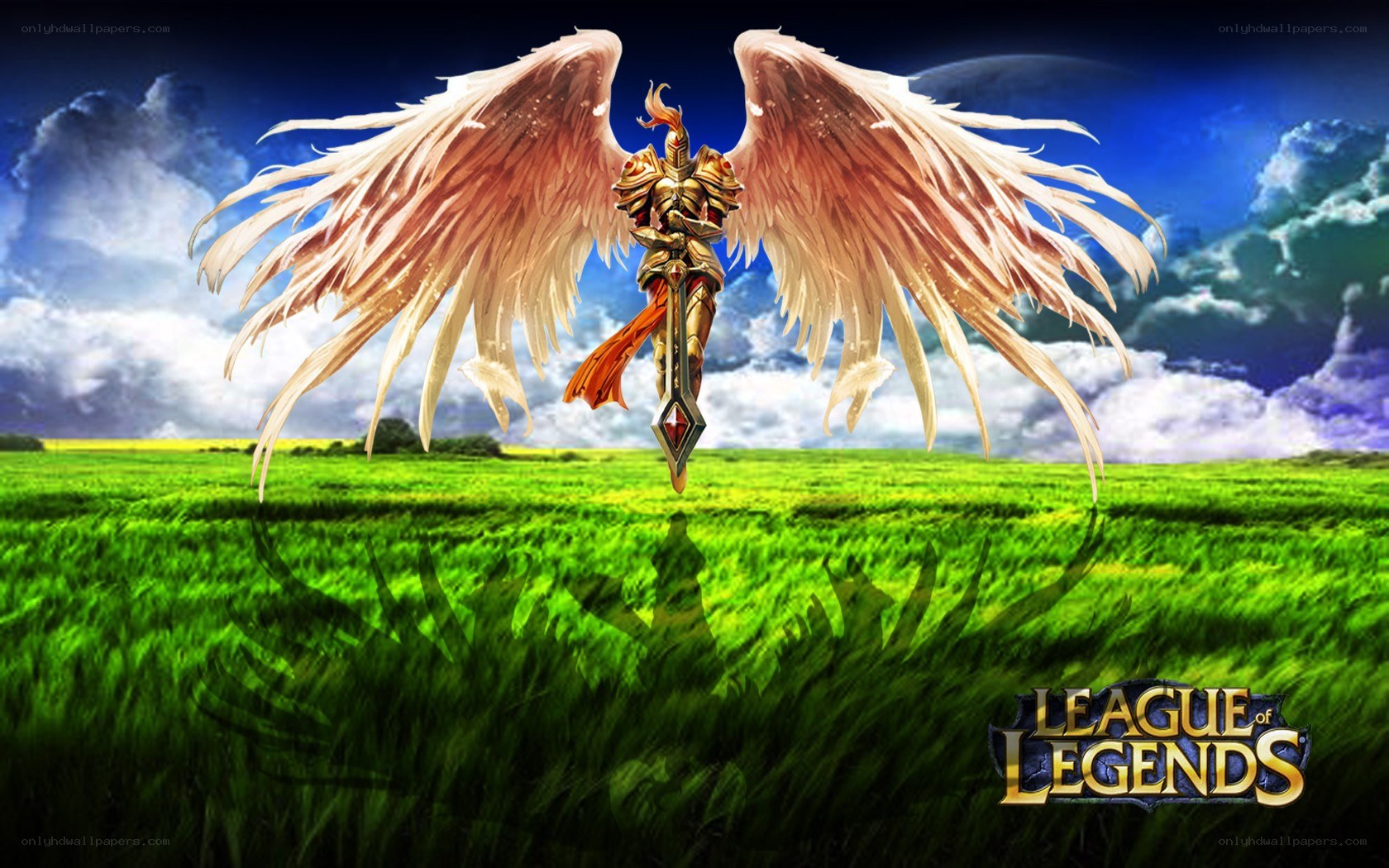 Angel warrior in a field
