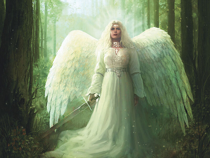 Angel warrior in a forest