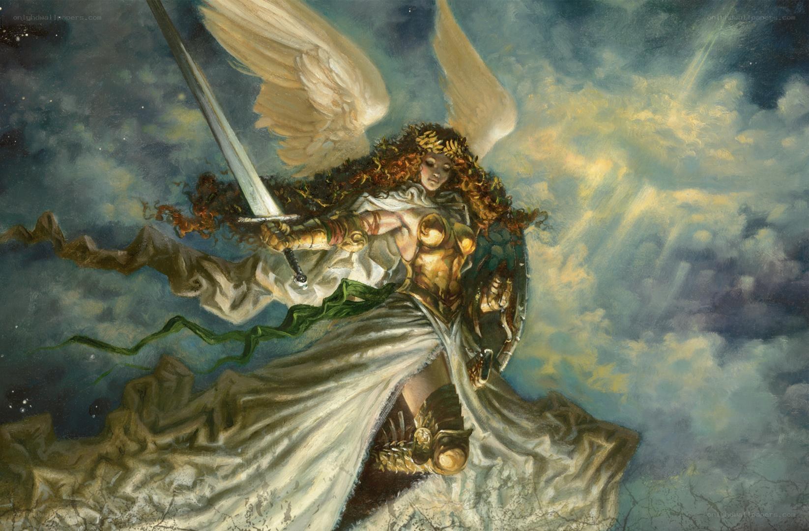 Angel warrior in battle