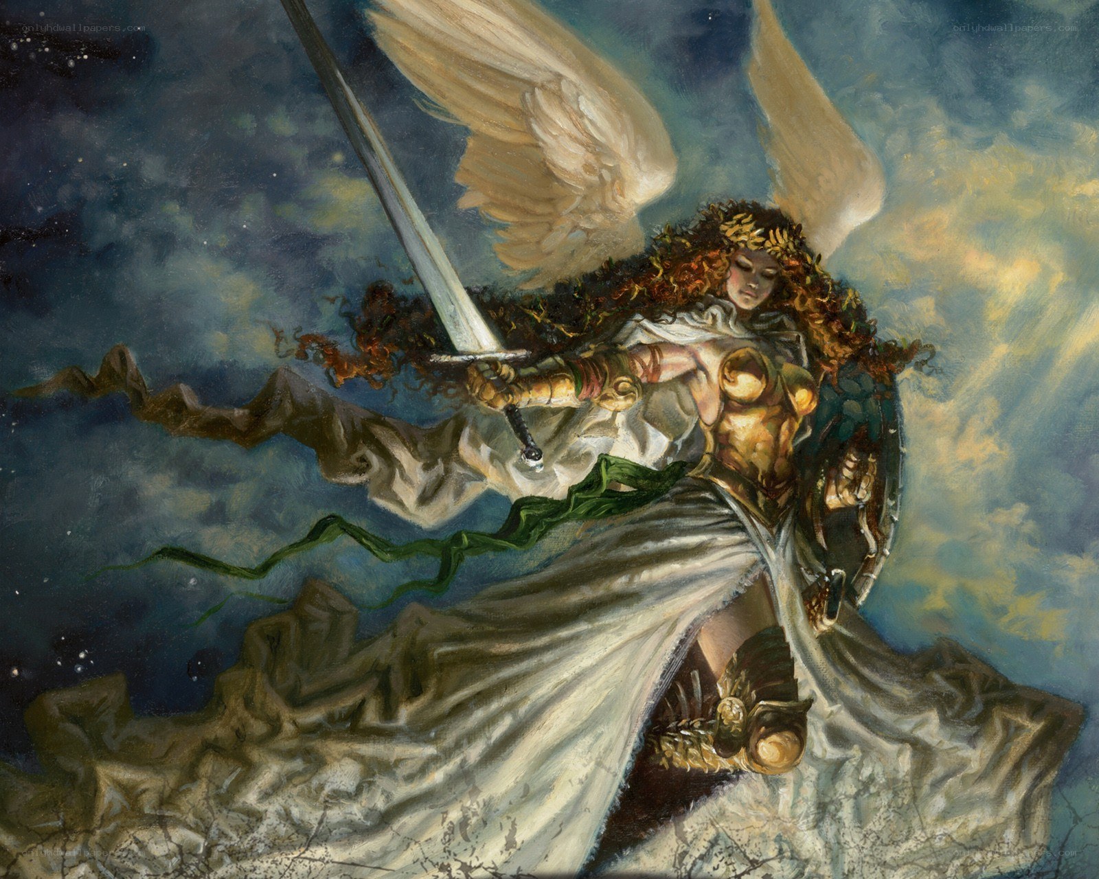 Angel warrior in battle