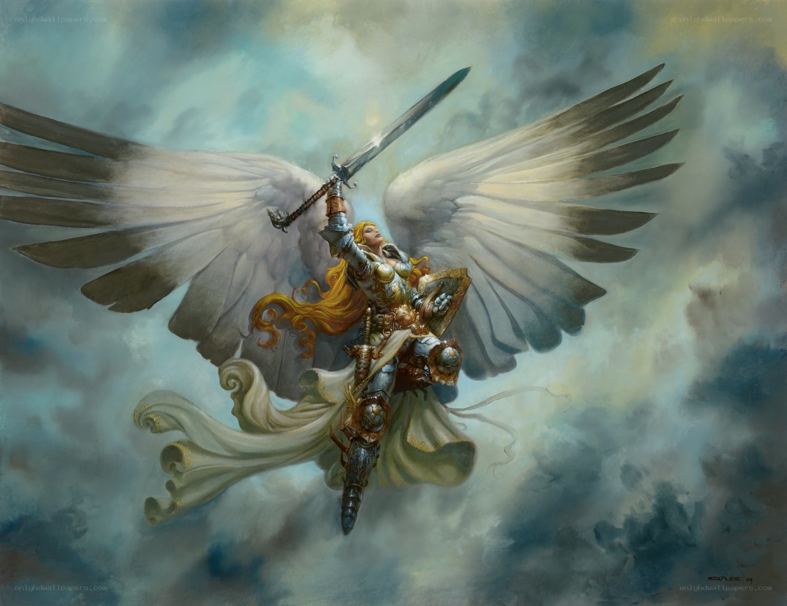 Angel warrior in flight