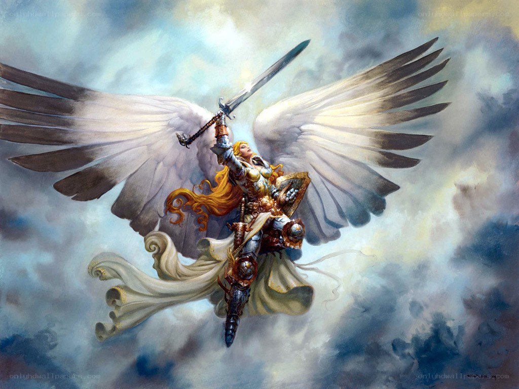 Angel warrior in flight