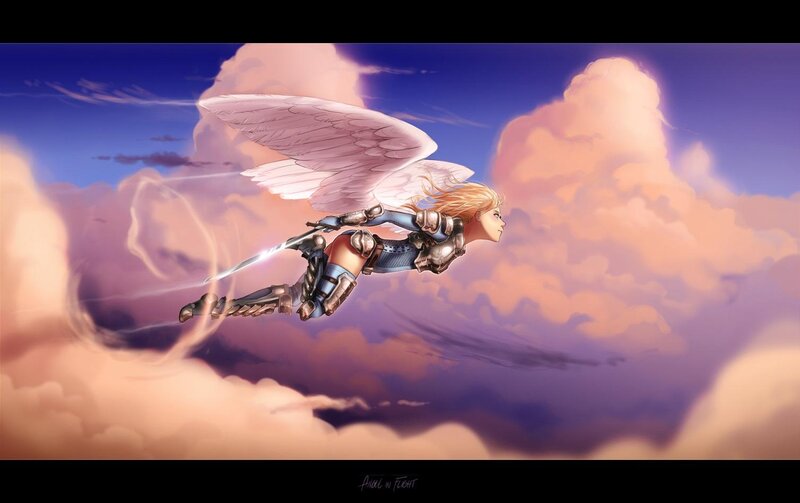 Angel Warrior in Flight — Purple