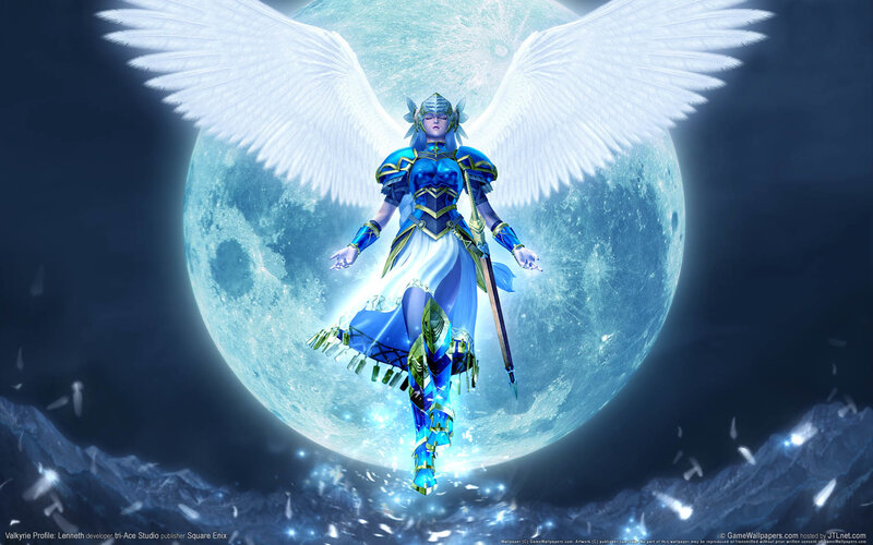 Angel warrior in front of moon