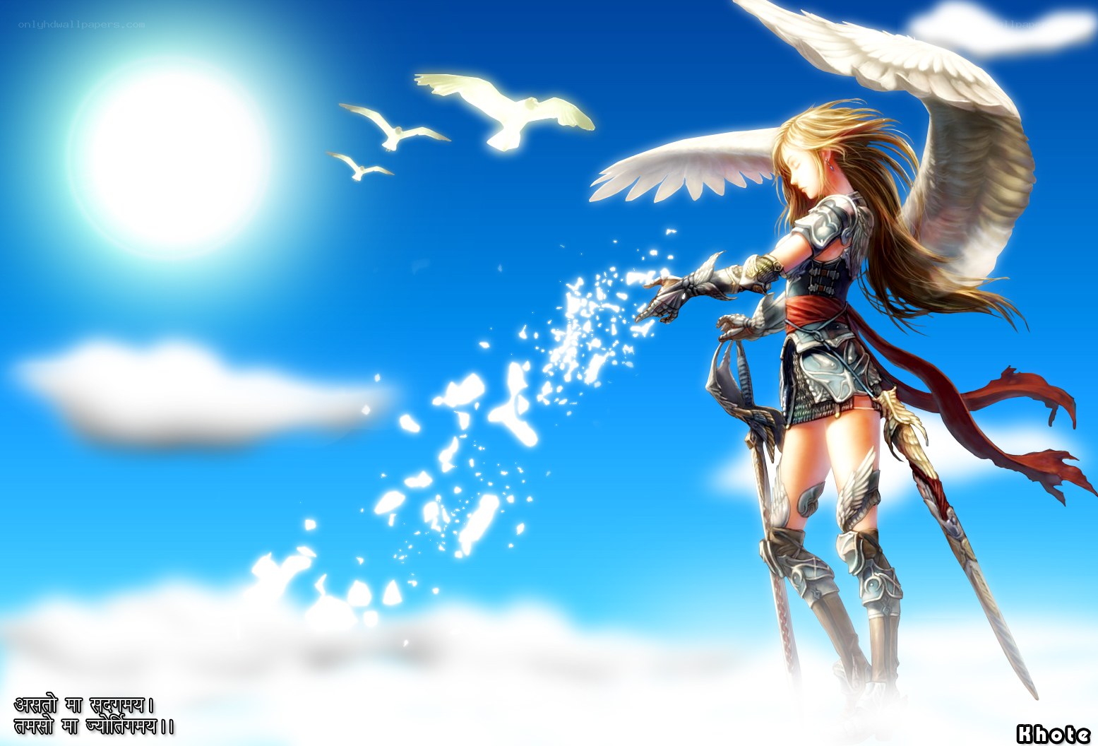Angel warrior in sky